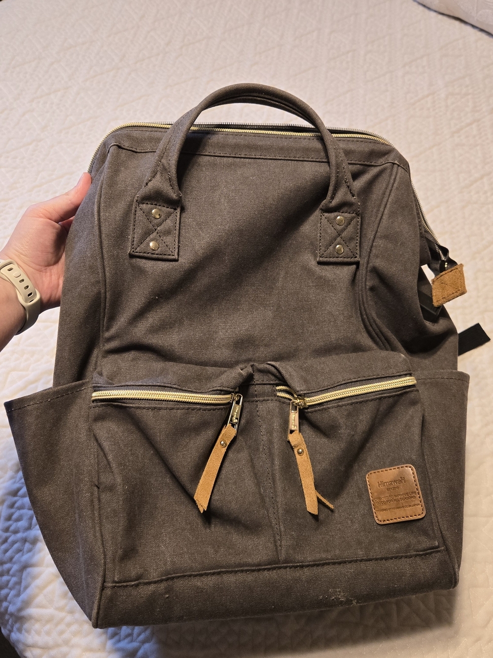 Canvas Backpack / Diaper Bag - Durable Everyday Bag Grey